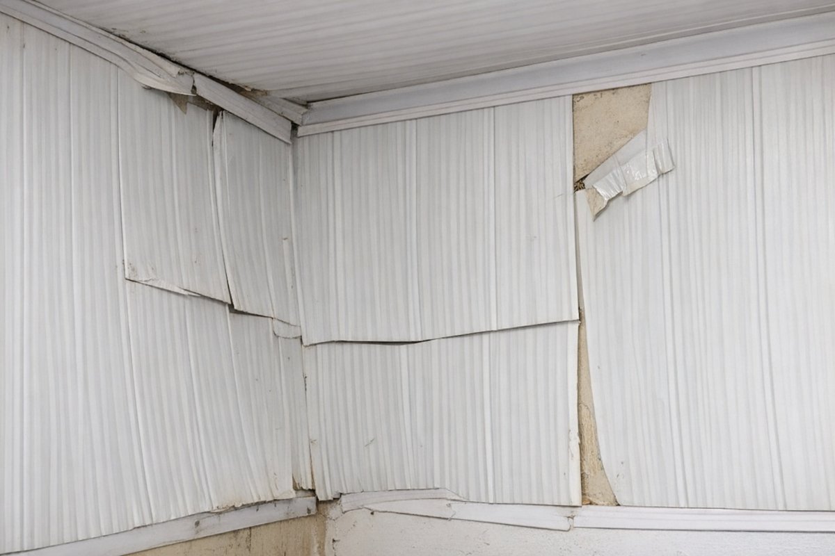 Gap between PVC wall panels caused by inadequate acclimatisation before installation