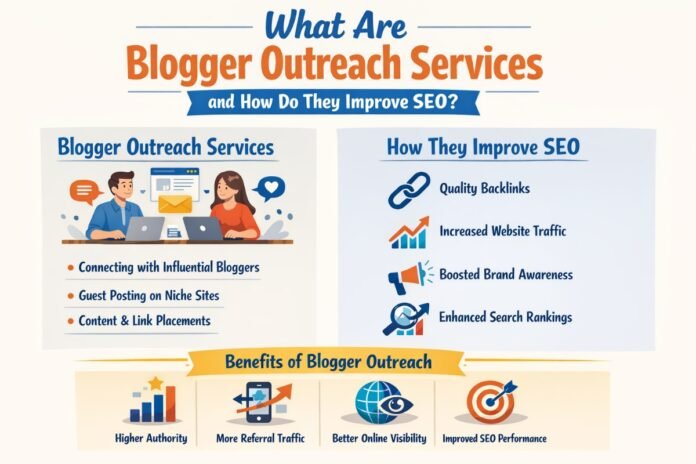 Blogger outreach services helping improve SEO with authority backlinks and organic traffic