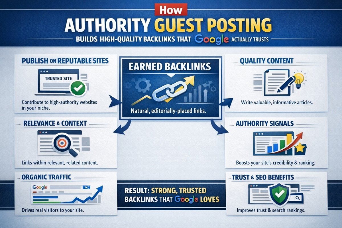 Authority guest posting strategy to build high quality backlinks from trusted websites