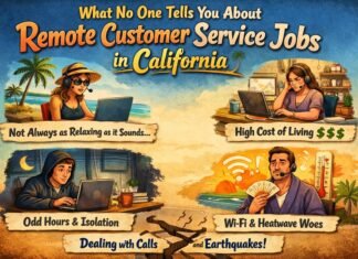 Professional working remotely in a customer service job in California handling calls and chats from home