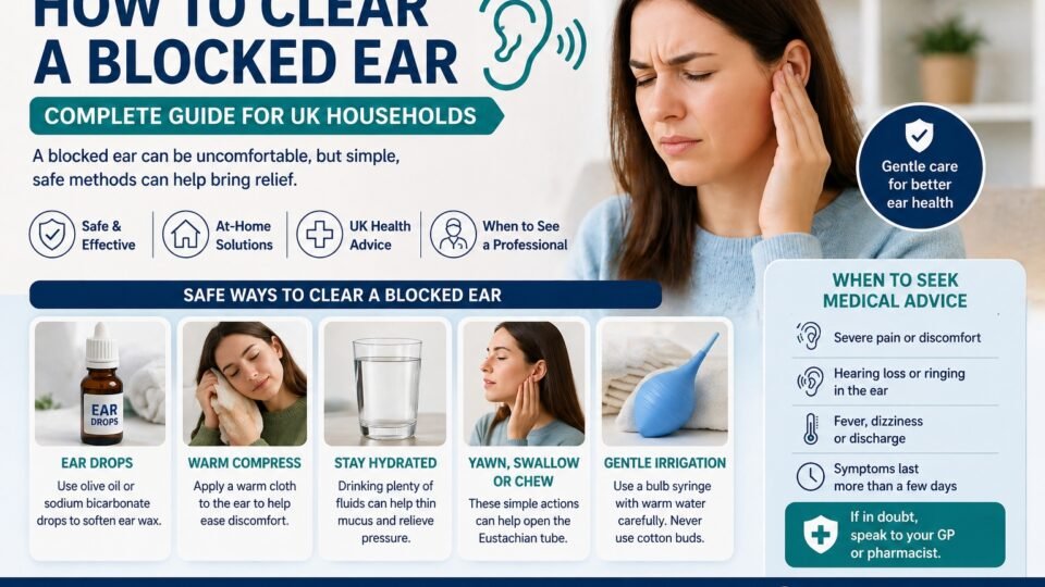 how to clear a blocked ear safely at home UK ear care guide