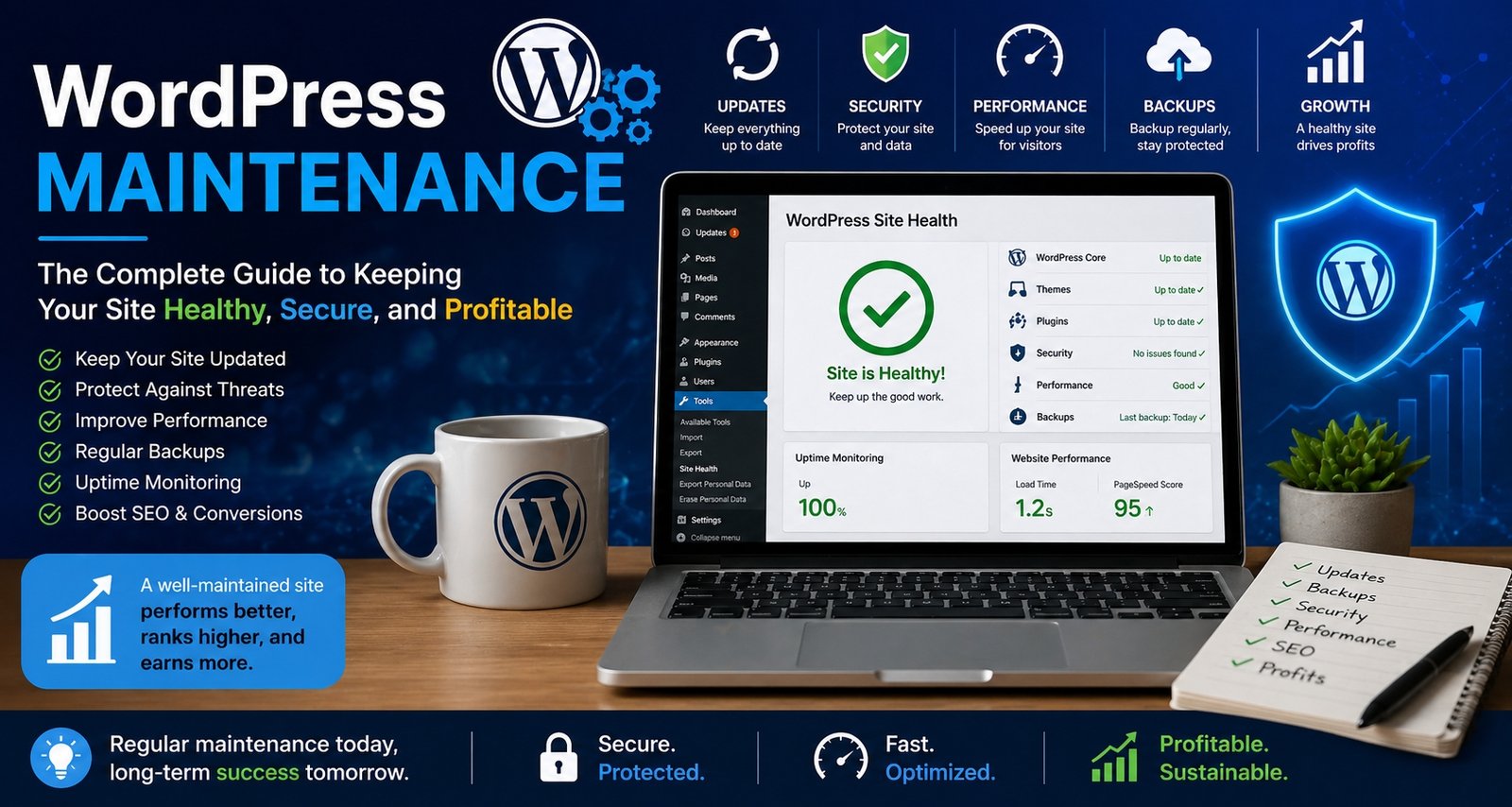 WordPress maintenance tasks for website security performance and updates