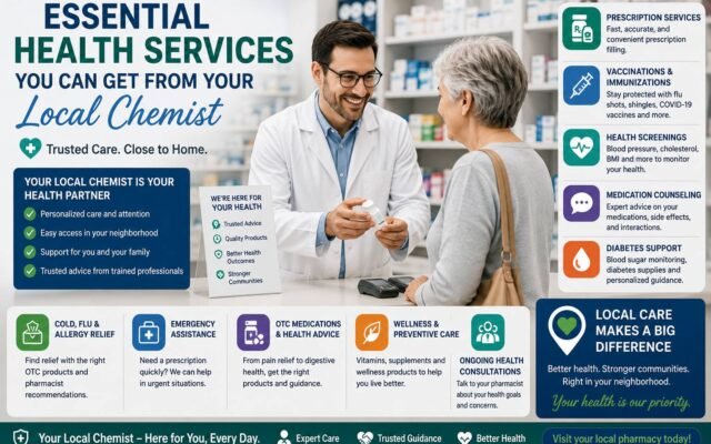 Local chemist providing essential healthcare services and medication support to a customer