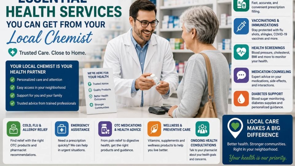 Local chemist providing essential healthcare services and medication support to a customer