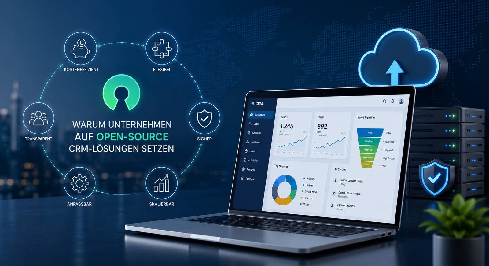Open-Source-CRM-Software mit Dashboard und digitalen Geschäftslösungen für Unternehmen