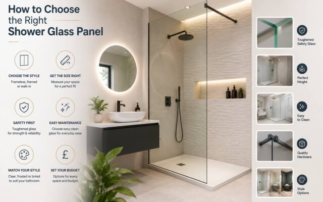 Modern bathroom featuring a frameless shower glass panel designed for style, durability, and space enhancement