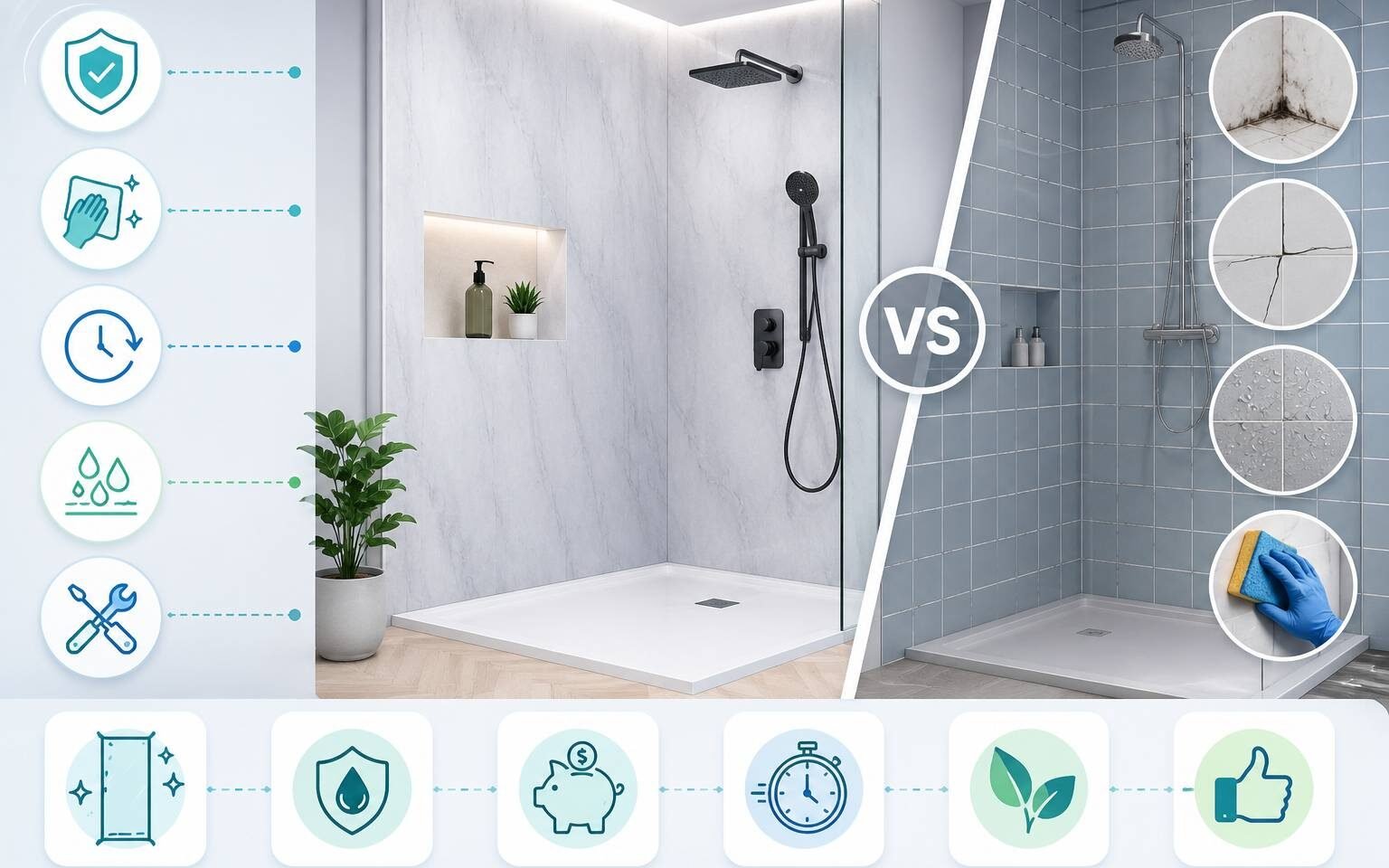 Modern UK bathroom with stylish waterproof shower panels wall installation